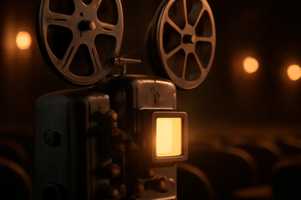 Salle de cinéma soviétique des années 1960, projecteur vintage et bobines de film