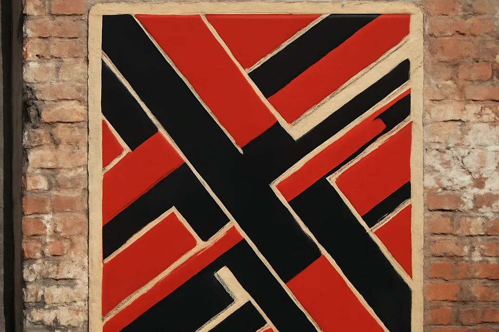 Affiche murale soviétique de propagande avec composition typographique rouge et noire