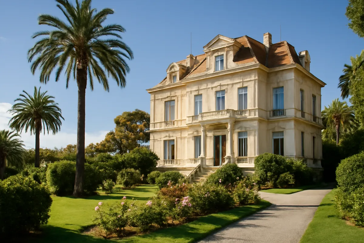 Villa belle époque avec jardin et palmiers sur la Côte d'Azur