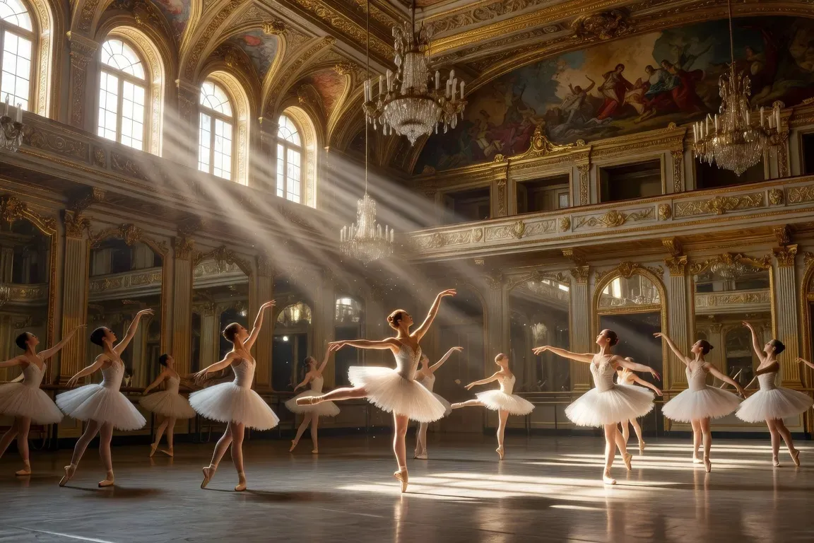 Jeunes danseurs en répétition à la barre dans un studio classique