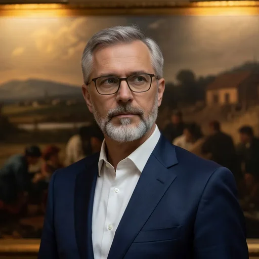 Portrait editorial de Mikhail Petrov, historien d'art
